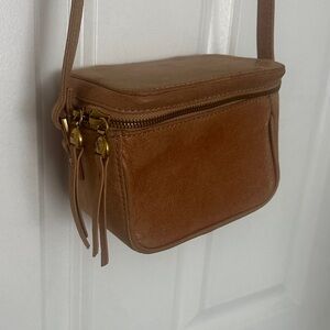 HOBO Tan Leather Box Bag with Gold Accents